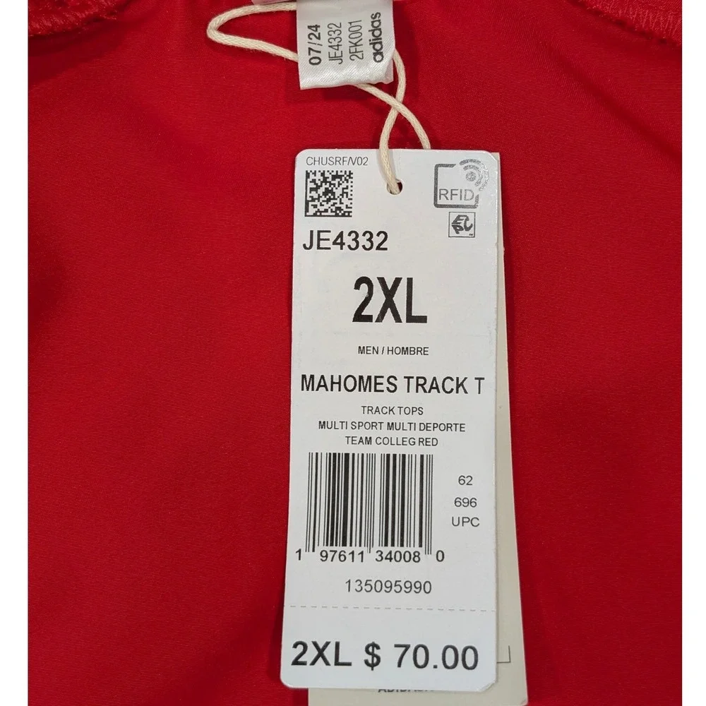 Adidas Mahomes Track Jacket Red White Logo Full Zip Mens Athletic Sportswear 2XL